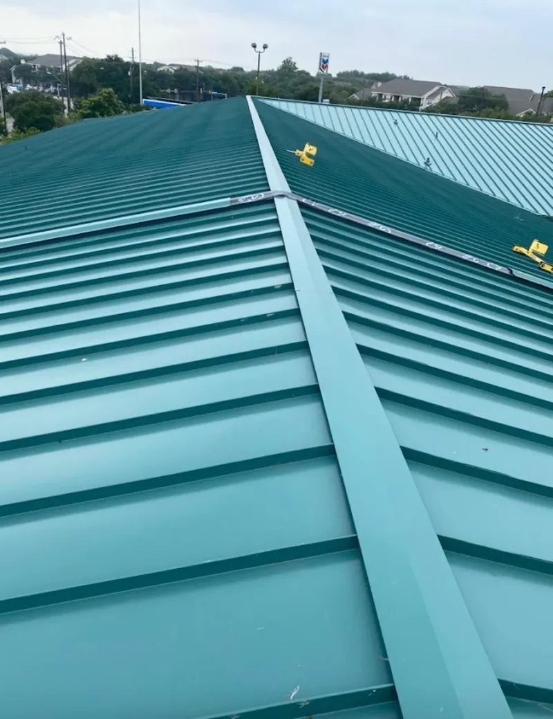 Green commercial metal roof ridge and valley for Metal Roof Repair in Milford Mill